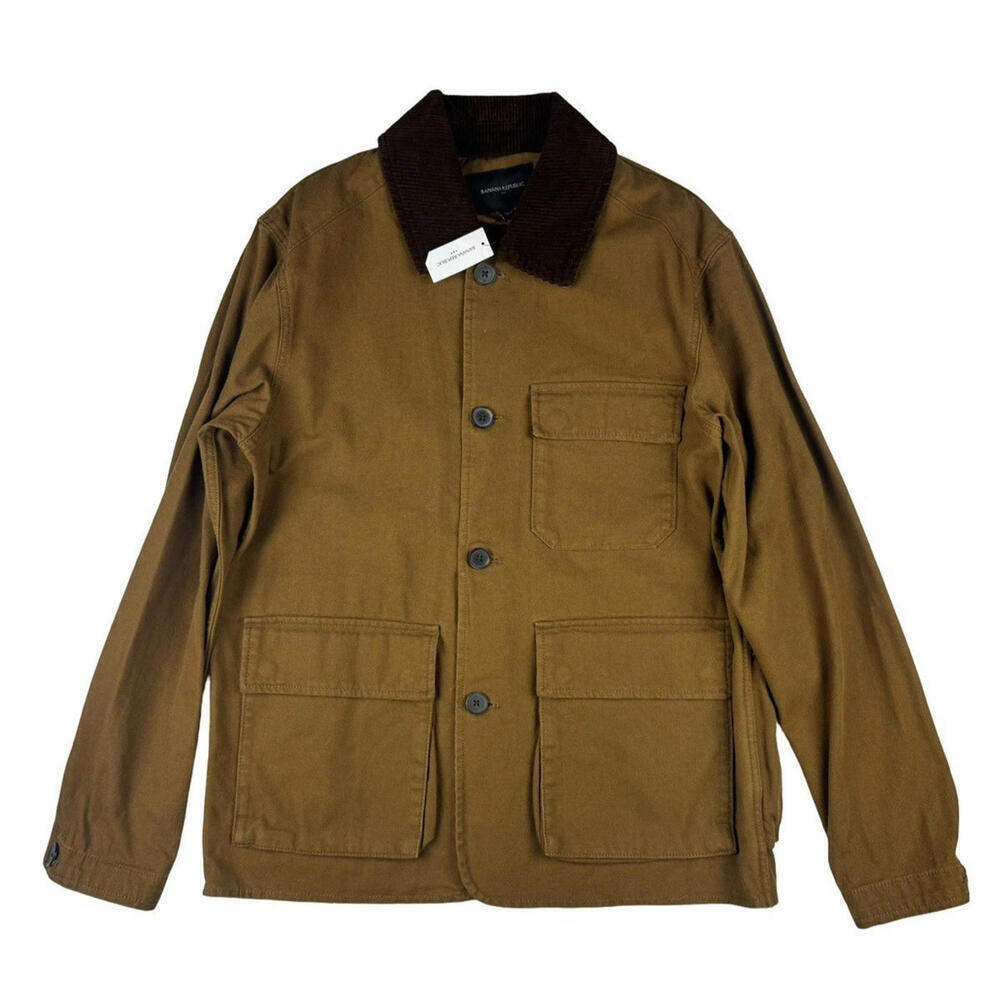 Banana Republic Chore Cargo Work Button-Up Jacket Cotton Brown Size M